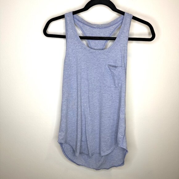 Lululemon Yogi Racerback III Tank Front Pocket Heather Blue Size 8 - Picture 3 of 14
